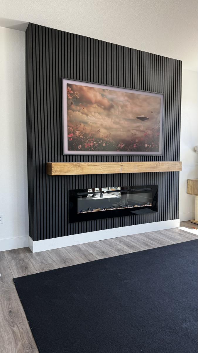 Frame TV on slat wall — concealed wiring