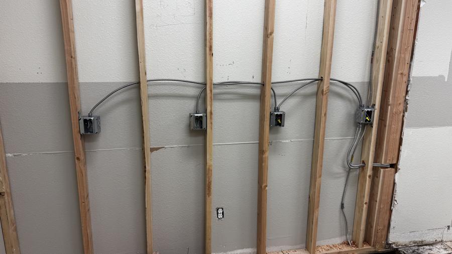 MC cable rough-in — commercial remodel