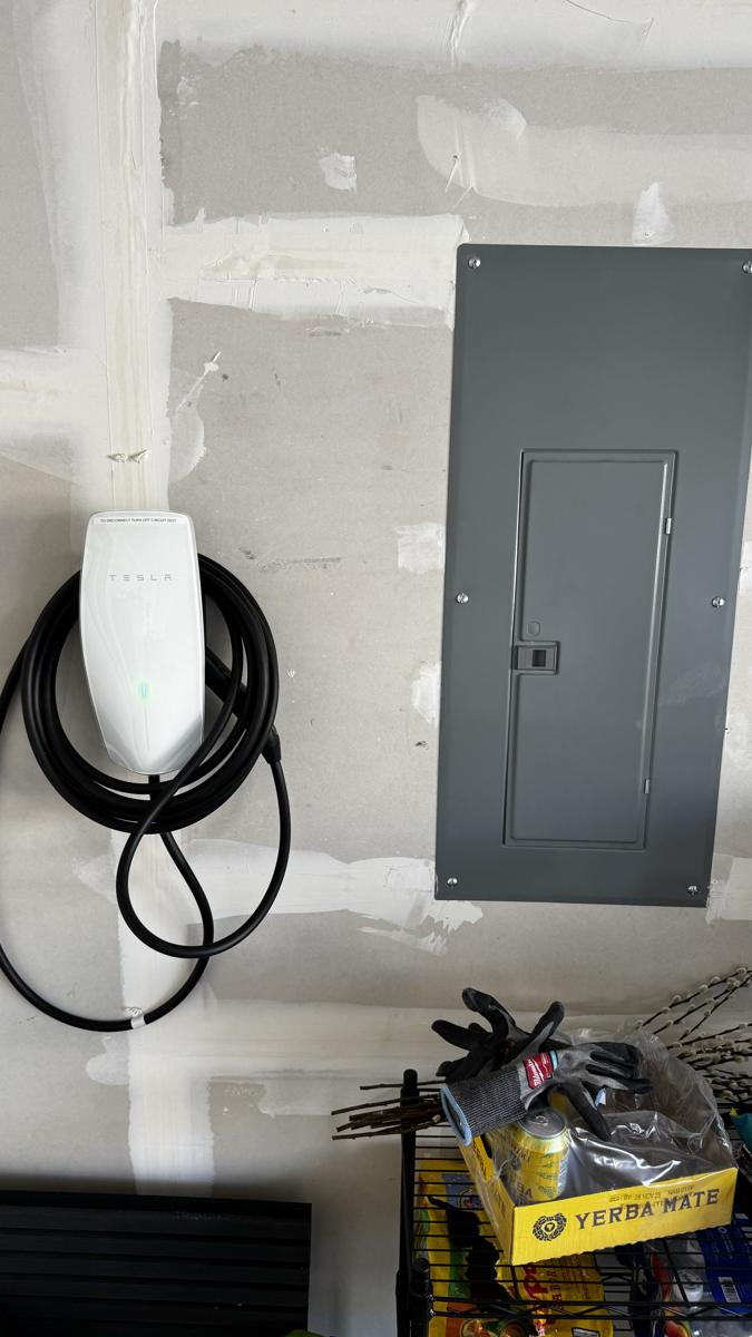 Tesla Wall Connector installed and labeled